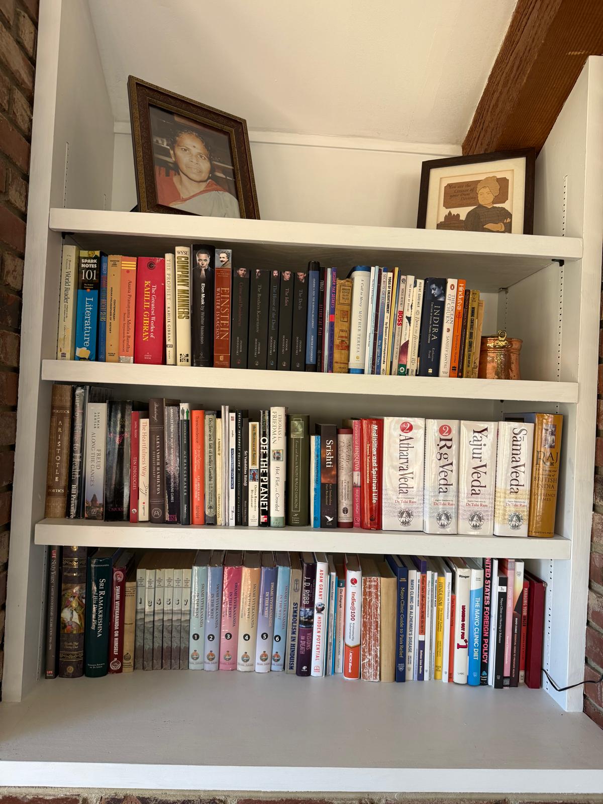 One of the three bookshelves in the house